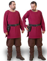 THOR Cotton Canvas Burgundy Tunic - Men's Medieval, Viking & Larp Tunic